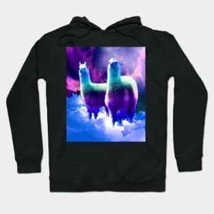 Crazy Funny Rainbow Llama In Space Hoodie